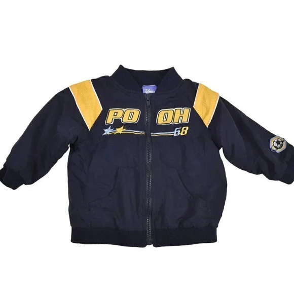Disney Winnie The Pooh Soccer Varsity Baby Jacket Coat Blue Yellow 18M - Picture 1 of 7